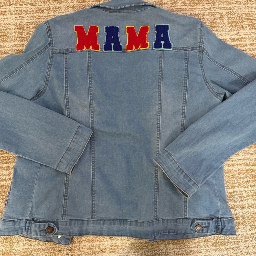 Judith March "Mama" Patch Stylish Blue Denim Jacket